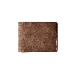 SUICRA Leder-Geldbörse Männer Geldbörsen Kleine Geld Geldbörsen Top Männer dünne Brieftasche mit Münzbeutel Reißverschluss Brieftasche Brieftaschen (Color : Bruin) von SUICRA