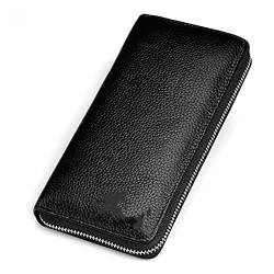 SUICRA Leder-Geldbörse Men's Wallet Leather Clutch Bag with Mobile Phone Bag Long Card Wallet Wallet Luxury Brand Men (Color : Black) von SUICRA