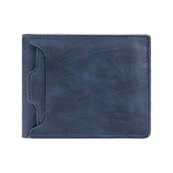 SUICRA Leder-Geldbörse Men's Wallet New Short Style Fashion Casual Large-Capacity Multi-Card Slot Draw Card Wallet Card Holder (Color : Blue) von SUICRA