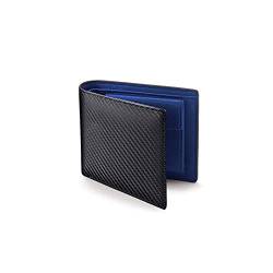 SUICRA Leder-Geldbörse Mode Carbon Faser Herren Leder Brieftasche Lässige Zweifache Leder Lange Brieftasche Frauen Multi-Card-Änderung Tasche Kurze Brieftasche (Color : Blue) von SUICRA