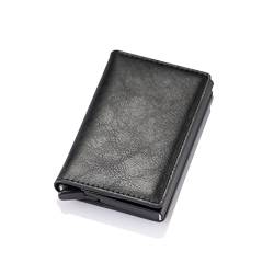 SUICRA Leder-Geldbörse New Men Women smart Wallet Credit Bank Card Holder Fashion Purse Aluminum Alloy Business Casual Mini Wallet Brand PU Purse (Color : Bruin) von SUICRA