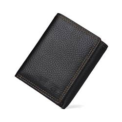 SUICRA Leder-Geldbörse Vintage Männer Geldbörse Pu. Leder Kurze Brieftaschen Männliche multifunktionale männliche Geldbörse Münze Tasche Fotokartenhalter (Color : Black) von SUICRA