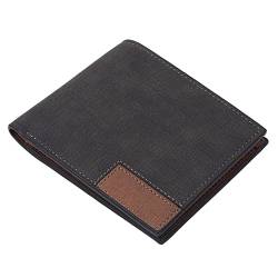 SUICRA Leder-Geldbörse Vintage Mann Brieftasche Männliche dünne Top Qualität Leder Brieftaschen Thin Geld Dollar Karteninhaber Geldbörsen for Männer (Color : Black) von SUICRA