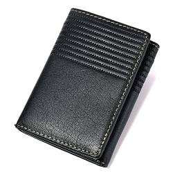 SUICRA Leder-Geldbörse Wallet männer Kurze echte echtes Leder tri-fold Tasche erster Schicht rindsleidasche (Color : Black) von SUICRA