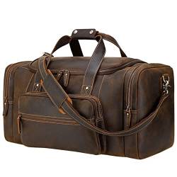 SUICRA Reisetasche Large Travel Bag Genuine Leather Vintage Style Luggage Bags Men Male Duffle Bags Travelling Bag Weekender Bags for Man von SUICRA