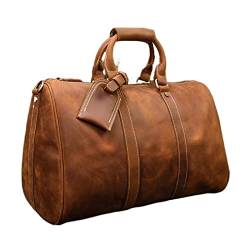 SUICRA Reisetasche Men Genuine Leather Travel Bag Durable Leather Travel Duffel Big Capacity Real Leather Large Shoulder Weekend Bag von SUICRA