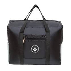 SUICRA Reisetasche Thicken Foldable Travel Bag for Women and Men Luggage Zipper Storage Pouch Clothes Organizer Case Bag Airplane Moving Handbags (Color : Black) von SUICRA