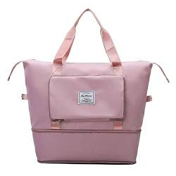 SUICRA Reisetasche Waterproof Sports Fitness Bag Adjustable Gym Yoga Bag Big Travel Duffle Handbag for Women Weekend Traveling Bag (Color : Pink) von SUICRA