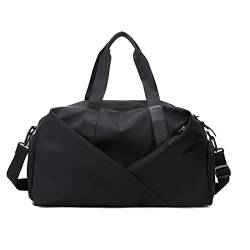 SUICRA Reisetasche Woman Travel Bag Big Capacity Hand Luggage Bag Classic Pure Color Tote Bag Shoulder Cross Body Bag Sport Yoga Weekend Bag (Color : Black) von SUICRA