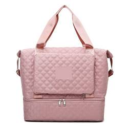 SUICRA Reisetasche Women Shoulder Bags Oxford Cloth Foldable Bags Large Capacity Travel Training Handbags Luggage Tote (Color : Pink) von SUICRA