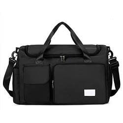 SUICRA Sporttaschen Large Capacity Outdoor Waterproof Travel Bag Luggage Handbag Women Shoulder Bag Nylon Sports Gym Bag Female Crossbody Bag (Color : Black) von SUICRA