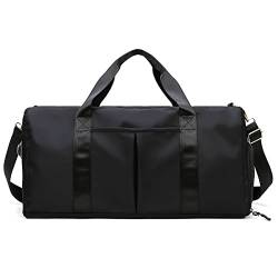 SUICRA Turnbeutel wasserdichte Yoga-Sporttasche Große Reiseschulter Damenhandtaschen Fitnessstudio Fitnesstraining Taschen mit hoher Kapazität und Schuhfach (Color : Black) von SUICRA