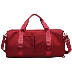 SUICRA Turnbeutel wasserdichte Yoga-Sporttasche Große Reiseschulter Damenhandtaschen Fitnessstudio Fitnesstraining Taschen mit hoher Kapazität und Schuhfach (Color : Red) von SUICRA