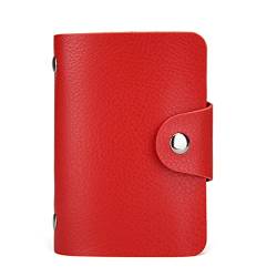 SUICRA Visitenkartenhalter Kartenhalter 24 Slots Bits Visitenkartentasche Kartenetui Männer Frauen ID-Inhaber Bank Kreditkarten-Organizer Taschen Reisepass-Karten-Brieftasche (Color : Red) von SUICRA