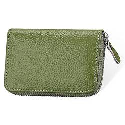 SUICRA Visitenkartenhalter Kartenhalter Herren Visitenkartenetui Echtes Leder Kreditkartenetui Damen Reißverschlusstasche Unisex Kartenetui Reißverschluss Geldbörse (Color : Green) von SUICRA