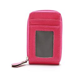 SUICRA Visitenkartenhalter Kartenhalter PU-Leder Männer Frauen Blockieren Reißverschluss Brieftasche Reise Reise Bank Kreditkarteninhaber Organizer Geldbörse Tasche Fall (Color : Rose Red) von SUICRA