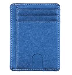 SUICRA Visitenkartenhalter Kartenhalter Slim Blocking Leather Wallet Credit ID Card Holder Geldbörse Money Case for Men Women (Color : Blue) von SUICRA