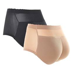 SUIUOI 2 STÜCKE Damen Butt Lifter Shapewear, Control Panties Enhancer Panties Weich Gepolsterter Shaper, Nahtlose Gepolsterte Panties Enhancer Atmungsaktive Unterwäsche Bauchkontrolle Schlüpfer von SUIUOI