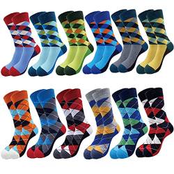 SUKBRGIR Herren Fun Set Kleidersocken-Bunte lustige Neuheit Baumwolle Funky Crew Socken Pack,Art Socks (21-internationales Raster) von SUKBRGIR