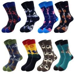 SUKBRGIR Herren Fun Set Kleidersocken-Bunte lustige Neuheit Baumwolle Funky Crew Socken Pack,Art Socks (8-Mix-Tier) von SUKBRGIR