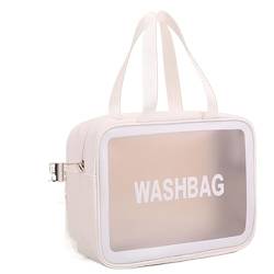 SUKORI Kosmetiktasche Women Portable Travel Wash Bag Female Transparent Waterproof Makeup Storage Pouch Large Capacity Cosmetic Case (Color : White, Size : 22 * 31 * 12cm) von SUKORI