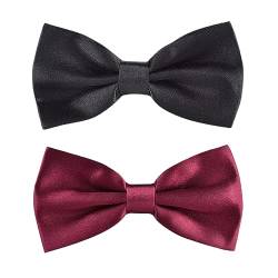 2 Stück Fliege Herren, Klassische Einfarbig Fliegen für Männer, Schmale Smoking Fliege Schleife mit Haken, Einstellbar Bow Tie für Hochzeit Party von SULIUDAJI