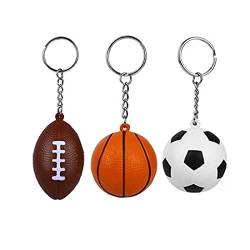 SULIUDAJI 3 Stücke Mini Fußball Basketball Rugby Schlüsselanhänger Fußball Basketball Rugby Schlüsselbund Team Geschenk Sportball Goodie Tasche Füller für Erwachsene und Kinder Party Dekorationen von SULIUDAJI