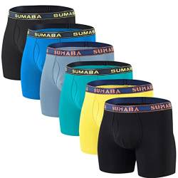 SUMABA Herren Unterwäsche Feuchtigkeitstransport Bambus Komfort Boxershorts M L XL 2XL 3XL, 6 Pack-m02, XXX-Large von SUMABA