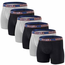 SUMABA Herren Unterwäsche Feuchtigkeitstransport Bambus Komfort Boxershorts M L XL 2XL 3XL, 6er Pack-02schwarz/grau, XX-Large von SUMABA