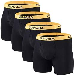 SUMABA Herren Unterwäsche Feuchtigkeitstransport Bambus Komfort Boxershorts M L XL 2XL 3XL, 7401 schwarz 4er-Pack, XXX-Large von SUMABA