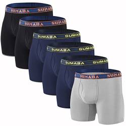 SUMABA Herren Unterwäsche Feuchtigkeitstransport Bambus Komfort Boxershorts M L XL 2XL 3XL, Grau/Schwarz/Dunkelblau, 6er-Pack, XXX-Large von SUMABA