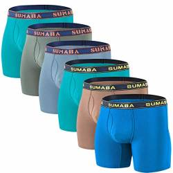 SUMABA Herren Unterwäsche Feuchtigkeitstransport Bambus Stretch Komfort Boxershorts M L XL 2XL 3XL, 6 Pack-m01, X-Large von SUMABA