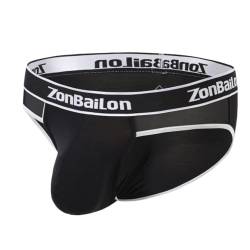 ZONBAILON Herren Nylon Slip Stretch & Leicht Low Rise Hip Briefs Bugle Pouch With No Fly, 1 Packung: Schwarz., XX-Large von SUMABA