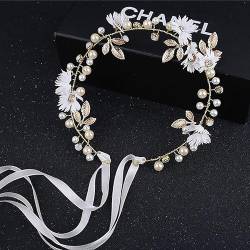 Elegante Braut Hochzeit Haarschmuck Band Kopfstück Kristall Perle Blume Mädchen Stirnband Haarschmuck Zubehör von SUMKTO
