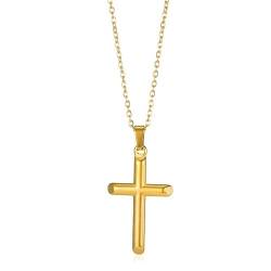 SUMKTO Antike Jesus Kreuz Halsketten für Frauen; Edelstahl Runde Form Münze Anhänger; Ideale Gebets taufe präsentiert. von SUMKTO