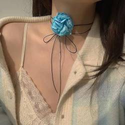 SUMKTO Chic Camellia Blume Gothic Halskette für Frauen; Perfekt für Hochzeit und Party von SUMKTO