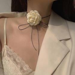 SUMKTO Chic Camellia Blume Gothic Halskette für Frauen; Perfekt für Hochzeit und Party von SUMKTO