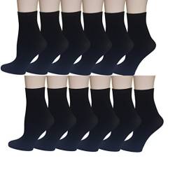 12 Paar Damen Socken, blickdicht, dehnbar, Elastan, knöchelhoch, Hosen - Schwarz - 9-11 von SUMONA