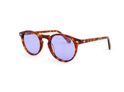 SUN LOVERS Sonnenbrille Unisex: runde Brillenfassung aus einer polarisierten Damenbrille für Herren aus Acetat (Licht havanna/lila) von SUN LOVERS
