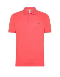 SUN68 Herren-Poloshirt Small Stripes on Collar A34113 Himbeere Lineal Kontrast Baumwolle Logo PE24, rot, Large von SUN68