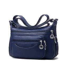 SUNAVY Handtasche Damen mittelgroß PU Leder Umhängetasche Damen Wasserdicht Crossbody Bag Damen Handtasche Damen Umhängetasche mit Breiter Gurt (Blau) von SUNAVY