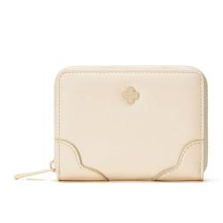 SUNAVY Kleines Portemonnaie Damen Leder Geldbeutel Klein mit Münzfach Große Kapazität Geldbörse mit 6 Kartenfächer, Elegante und Süße Portmonee Brieftasche für Frauen (Beige) von SUNAVY