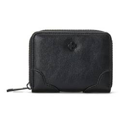 SUNAVY Kleines Portemonnaie Damen Leder Geldbeutel Klein mit Münzfach Große Kapazität Geldbörse mit 6 Kartenfächer, Elegante und Süße Portmonee Brieftasche für Frauen (Schwarz) von SUNAVY