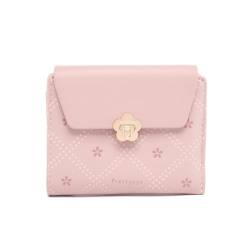 SUNAVY Portemonnaie Damen Klein aus PU Leder Geldtasche für Mädchen Geldbörse Damen Klein und im Kurzformat Geldbeutel Damen Viele Fächer mit 5 Kartenfächer (Rosa) von SUNAVY