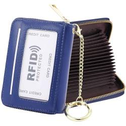 RFID Blocking Credit Card Holder, 20 Card Slots Large Capacity Accordion Card Wallet, Leather Card Case with Removable Keychain and ID Window, Kb08-pw-db, Einheitsgröße, Klassisch von SUNDEE