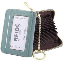 RFID Blocking Credit Card Holder, 20 Card Slots Large Capacity Accordion Card Wallet, Leather Card Case with Removable Keychain and ID Window, Kb08-pw-lg, Einheitsgröße, Klassisch von SUNDEE
