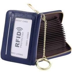 RFID Blocking Credit Card Holder, 20 Card Slots Large Capacity Accordion Card Wallet, Leather Card Case with Removable Keychain and ID Window, Kb08-ylp-nb, Einheitsgröße, Klassisch von SUNDEE