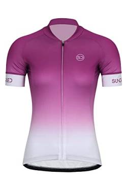 SUNDRIED Damen Pink Fade Cycle Jersey kurzärmeliges Straßenrad Radfahren Top Ladies MTB Shirt (Pink L) von SUNDRIED