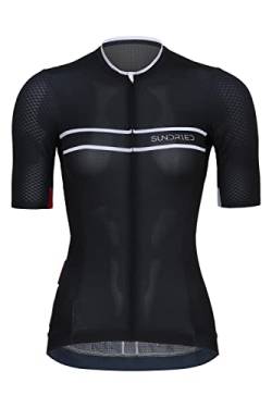 SUNDRIED Frauen mit kurzem Ärmel Pro Cycle Jersey Ladies Roadbike Radfahren Top MTB -Hemd (schwarz L) von SUNDRIED