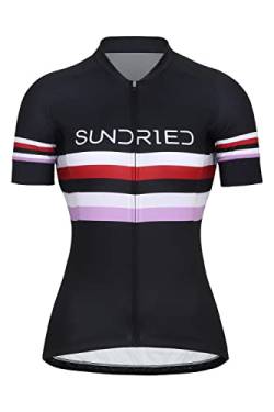 SUNDRIED Frauen mit kurzem Ärmeln Radfahren Top Ladies Road Bike Cycle Jersey MTB -Hemd (schwarz L) von SUNDRIED